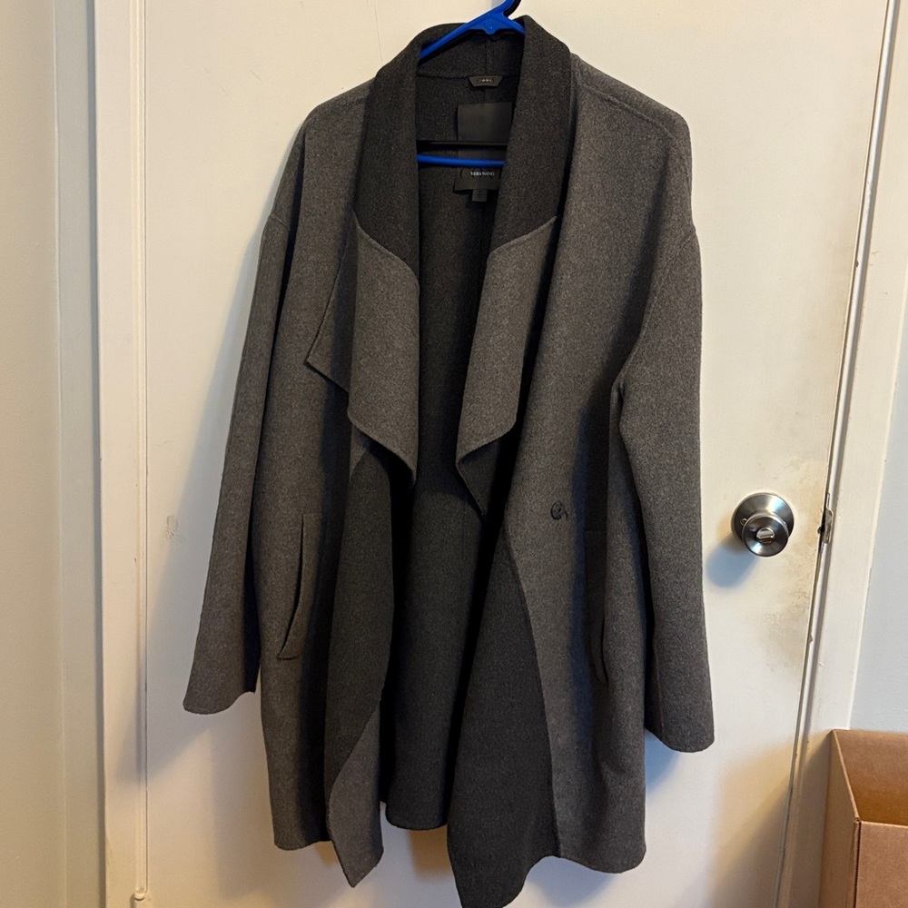 Vera Wang Gray Wool Blend Oversized Draped Coat Size XL